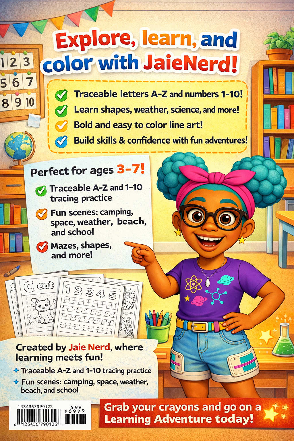 JaieNerd Learning Adventures: Coloring and Activity Book for Curious Kids (Re-Printable eBook)